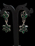 Emerald Green cut stone handcrafted 92.5 silver danglers